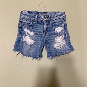 Ripped jean shorts